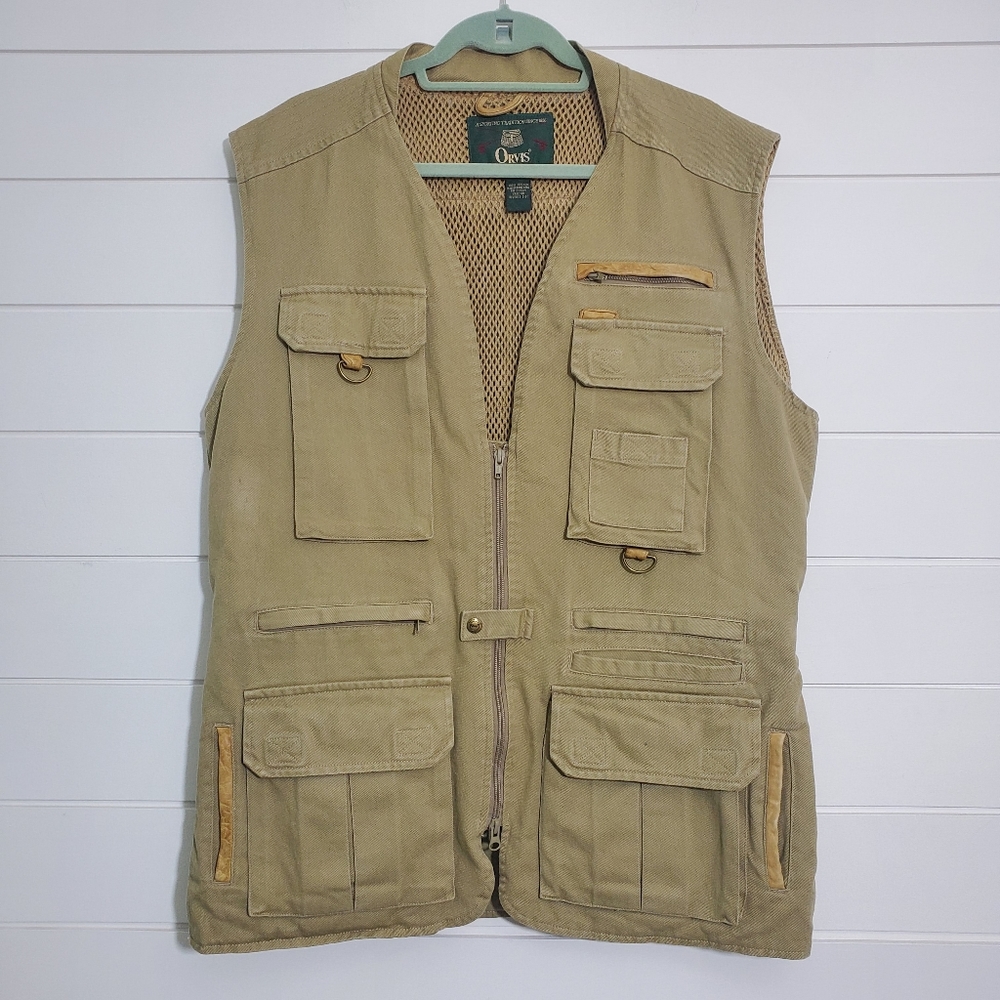 Orvis Men's Tan Fishing Vest and Hunting Mesh Back Safari. Size: L‎